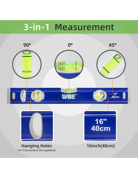 Juego de Niveles Torpedo WBE 4 Piezas Aluminio 40.64 cm