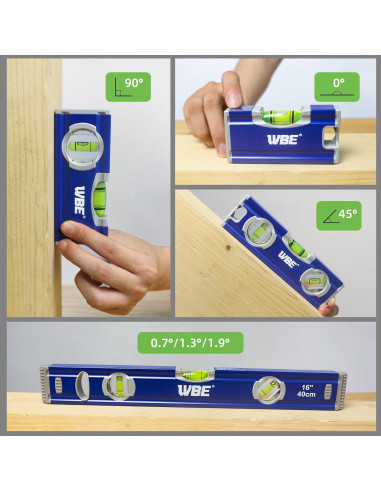 Juego de Niveles Torpedo WBE 4 Piezas Aluminio 40.64 cm