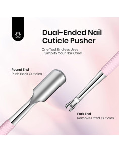 Removedor de Cutículas Doble Punta Beetles Acero Inoxidable Rosa 2