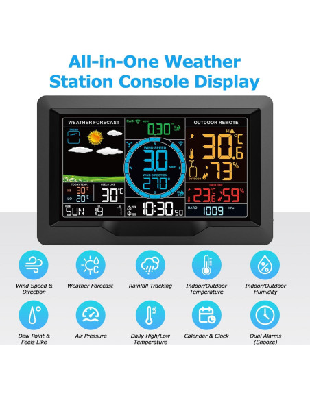 Estación Meteorológica Inalámbrica Maxcio 10 en 1 con Sensor Exterior