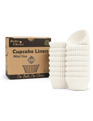 Forros de Cupcake Mini Bake Choice 400pcs Blancos Antiadherentes