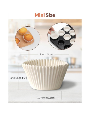Forros de Cupcake Mini Bake Choice 400pcs Blancos Antiadherentes