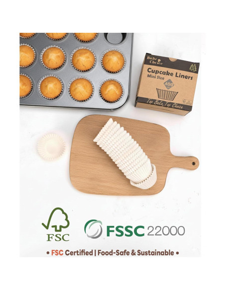 Forros de Cupcake Mini Bake Choice 400pcs Blancos Antiadherentes