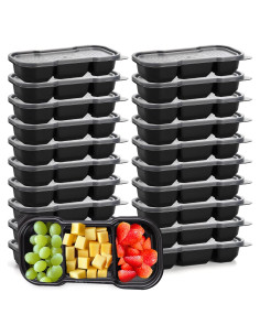 Hiceeden 50 Contenedores de Comida 473ml con 3 Compartimentos