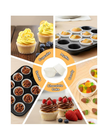 Forros de Cupcake Mini Bake Choice 400pcs Blancos Antiadherentes