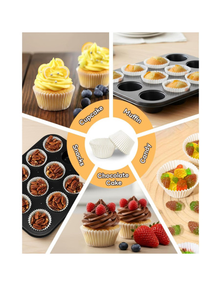 Forros de Cupcake Mini Bake Choice 400pcs Blancos Antiadherentes