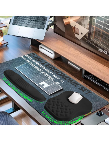 Juego Ergonómico Reposamuñecas Teclado y Ratón Gleamtide