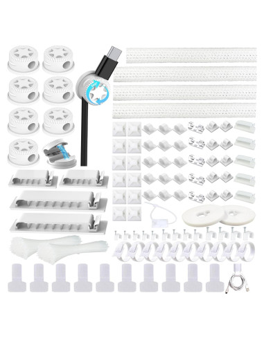 Kit de Gestión de Cables ELII 328 Piezas - Clips, Bridas y Mangas