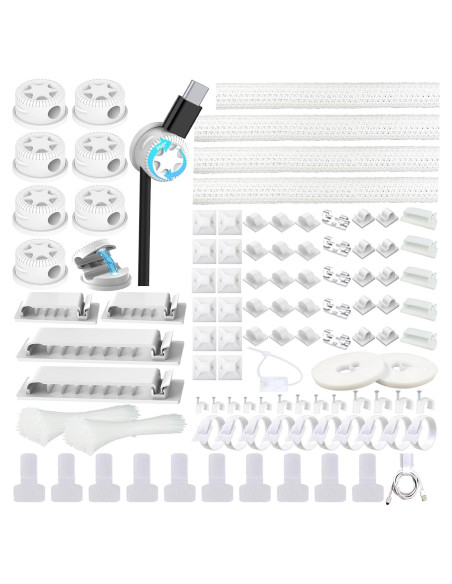 Kit de Gestión de Cables ELII 328 Piezas - Clips, Bridas y Mangas Kit de Gestión de Cables ELII 328 Piezas - Clips, Bridas y Mangas