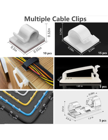 Kit de Gestión de Cables ELII 328 Piezas - Clips, Bridas y Mangas