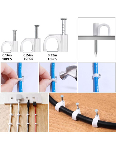 Kit de Gestión de Cables ELII 328 Piezas - Clips, Bridas y Mangas