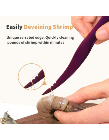 Herramienta desvenadora de camarones ADORAMBLING púrpura 16.5 cm