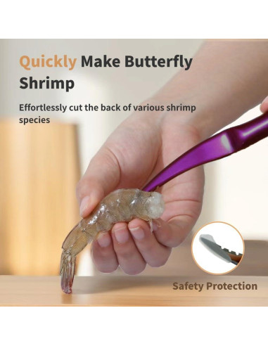 Herramienta desvenadora de camarones ADORAMBLING púrpura 16.5 cm