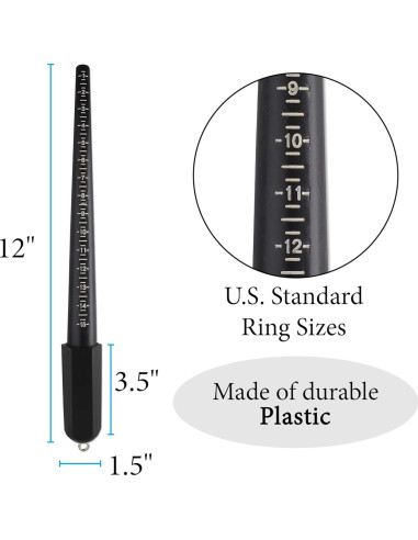 Medidor de Dedos The Beadsmith - Tallas 1-13, Plástico Durable
