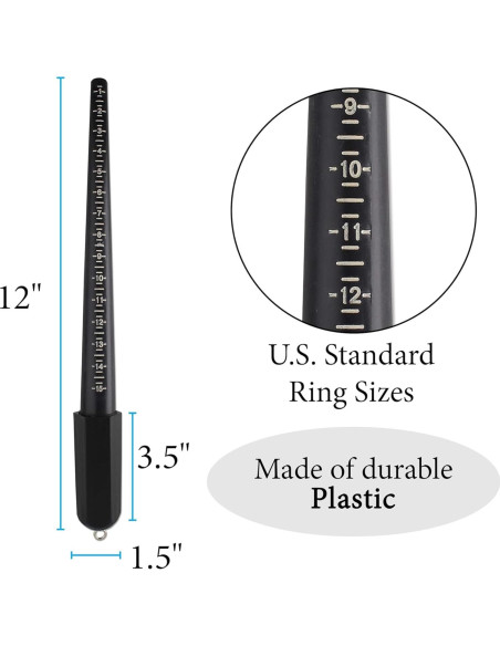 Medidor de Dedos The Beadsmith - Tallas 1-13, Plástico Durable Medidor de Dedos The Beadsmith - Tallas 1-13, Plástico Durable