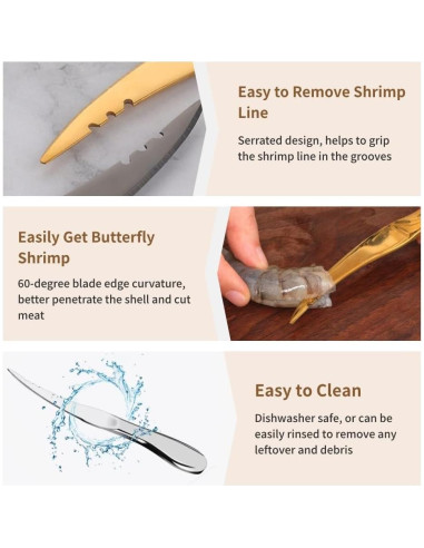 Herramienta desvenadora de camarones ADORAMBLING púrpura 16.5 cm