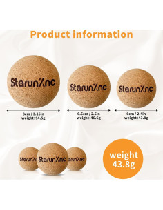 Juego de 3 Pelotas de Masaje de Corcho StarunXnc - Alivio Muscular 2