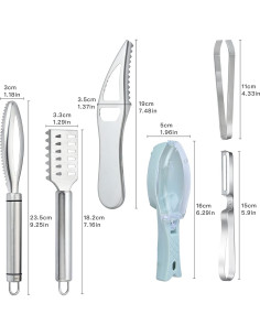 Juego de 7 Piezas Removedor de Escamas Worldity Acero Inoxidable 2