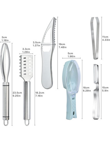 Juego de 7 Piezas Removedor de Escamas Worldity Acero Inoxidable