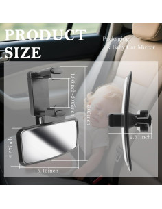 Espejo Retrovisor para Bebé YGDMD Ajustable 360 Negro 2