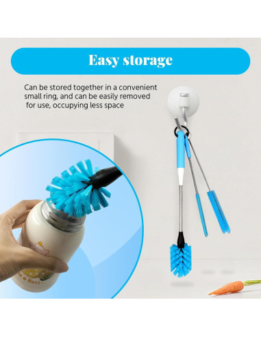 Cepillo de Botellas 4 en 1 TooLe - Azul, 30.48 cm