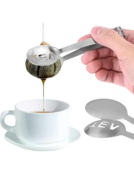 2 Pinzas de Acero Inoxidable para Filtrar Bolsas de Té 12cm
