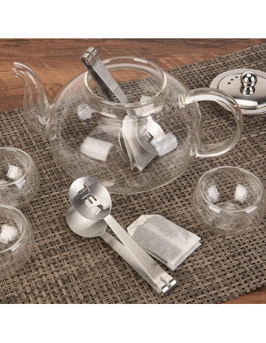 2 Pinzas de Acero Inoxidable para Filtrar Bolsas de Té 12cm