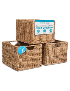 Cestas Organizadoras BIRDROCK HOME - Juego de 3, Mimbre Natural