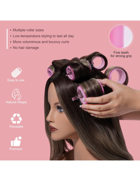 Juego de Rulos IKOCO Rosa 24 Piezas con Clips y Peine