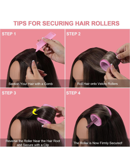 Juego de Rulos IKOCO Rosa 24 Piezas con Clips y Peine