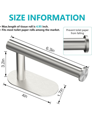 Soporte de Papel Higiénico Adhesivo HUANING - Acero Inoxidable