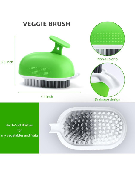 Cepillo de Verduras Lumkew Verde con Cerdas Duras y Suaves