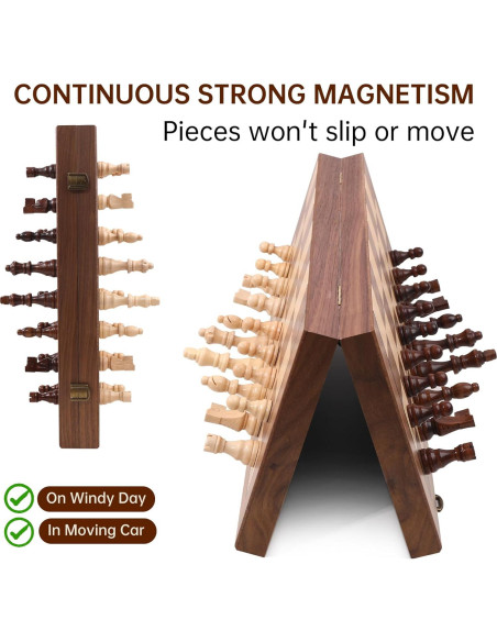 Juego de Ajedrez Magnético de Madera 15" con Bolsa Azul