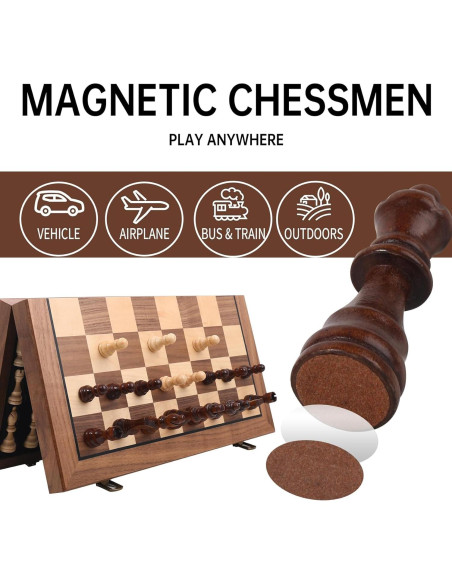 Juego de Ajedrez Magnético de Madera 15" con Bolsa Azul