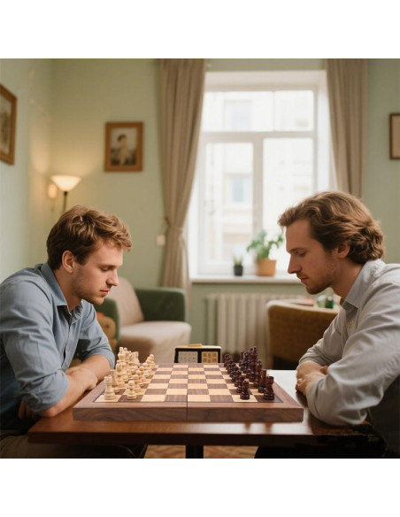 Juego de Ajedrez Magnético de Madera 15" con Bolsa Azul