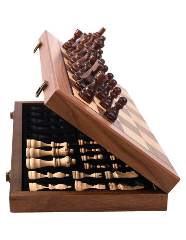 Juego de Ajedrez Magnético de Madera 15" con Bolsa Azul