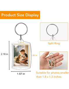 Paquete de 150 llaveros acrílicos transparentes Aiqriwv 5.51x3.98cm 2