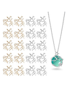 20 Colgantes de Rama en Latón Plateado y Dorado para Joyería DIY