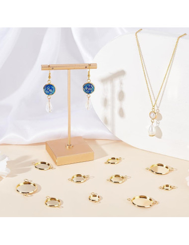 Conectores Cabochon Beebeecraft 48Pcs Latón Baño Oro 18K