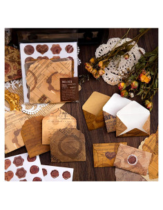 Conjunto de Sobres Vintage Doraking 40 Sobres y Sellos 5x8 cm