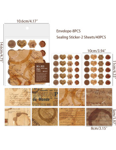 Conjunto de Sobres Vintage Doraking 40 Sobres y Sellos 5x8 cm 2