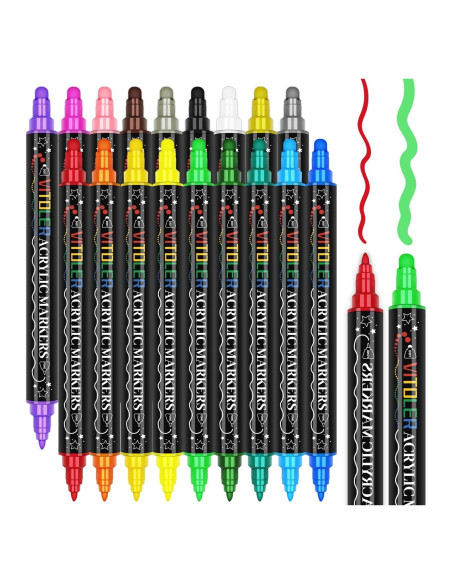 Marcadores de Pintura Acrílica Vitoler 18 Piezas Doble Punta