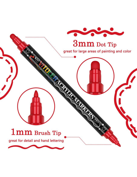 Marcadores de Pintura Acrílica Vitoler 18 Piezas Doble Punta