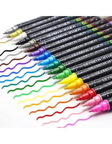 Marcadores de Pintura Acrílica Vitoler 18 Piezas Doble Punta