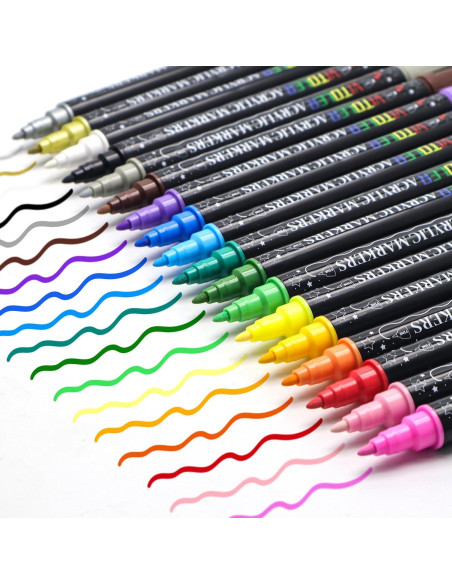 Marcadores de Pintura Acrílica Vitoler 18 Piezas Doble Punta