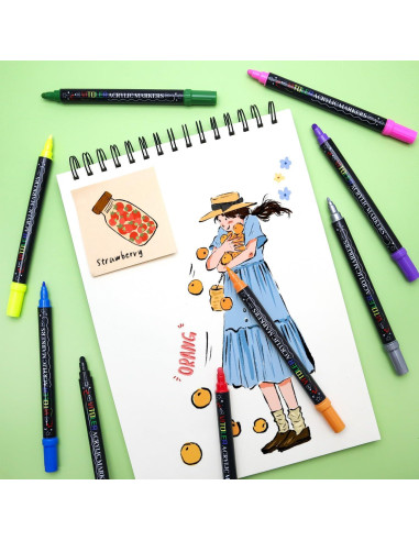 Marcadores de Pintura Acrílica Vitoler 18 Piezas Doble Punta