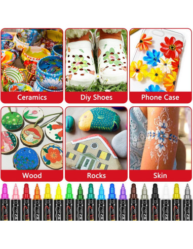 Marcadores de Pintura Acrílica Vitoler 18 Piezas Doble Punta