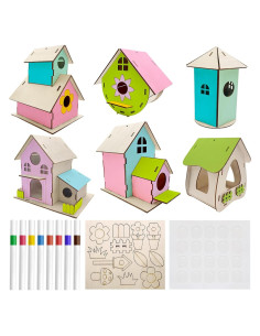 Kit de Manualidades de Casa de Pájaro de Madera Cinrobiye - 6 Piezas