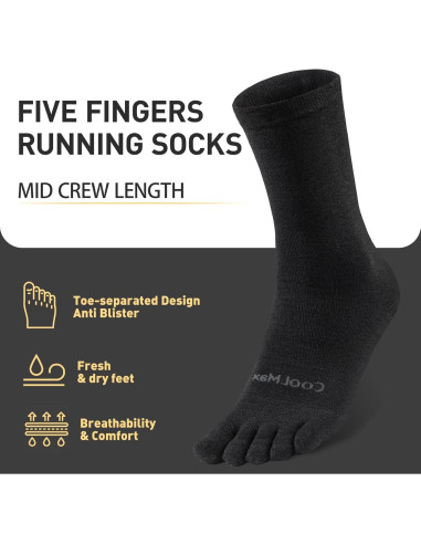 Calcetines Liner de Dedos Cool-max para Correr - 3 Pares