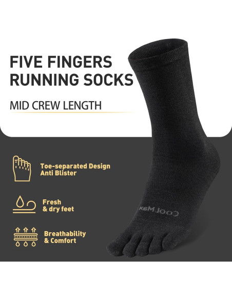 Calcetines Liner de Dedos Cool-max para Correr - 3 Pares